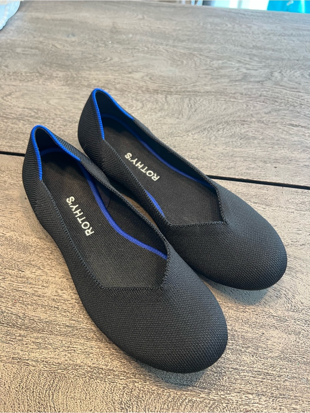 Rothy's The Flat Black and Blue Shoes Ballet Women’s Size 9 Washable